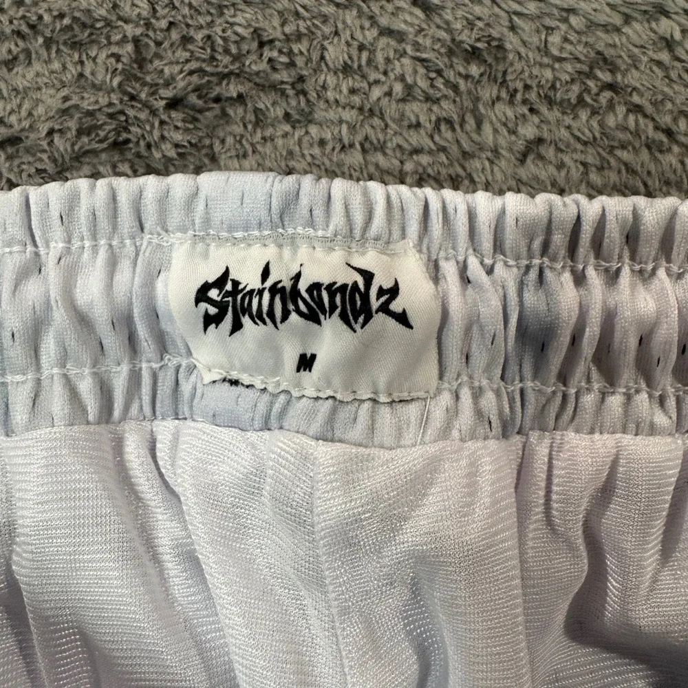 Stainbandz White Mesh Graphic Basketball Shorts Mens Size Medium Streetwear New